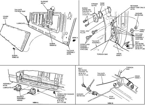 1983 Ford Bronco - 78-82 Strikes & Torque Rod. The strike bolt, cable bolts, & support are the only things in this diagram specific to '78-82. The support mig…