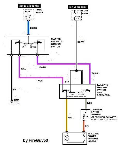 1983 Ford Bronco - Window Motor Circuit from http://www.fordfuelinjection.com/ Note that the internal circuitry for the master switch is specific to '78-86 Br…