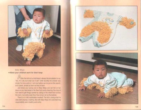 2003 Jeep TJ - A baby is dressed in a costume made of mop heads, designed to help with cleaning.