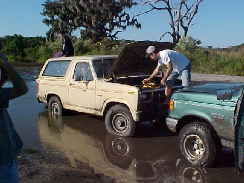 1983 Ford Bronco - Thats me givin' my buddy a jump after he left his radio on too long!!