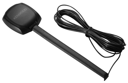 1988 Ford Bronco - A black Kenwood SiriusXM car antenna with its wire coiled is shown against a white background.