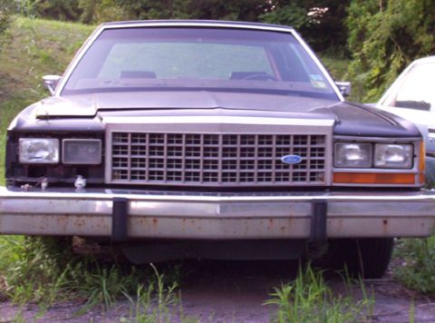 1991 Ford LTD Crown Victoria - A 1988 Ford Crown Victoria sits parked outdoors, partially obscured by grass and foliage.