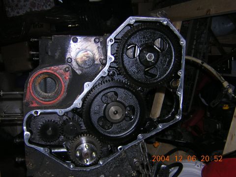 1984 Chevrolet Blazer - Close-up view of internal engine timing gears, showing lubrication and mechanical components.