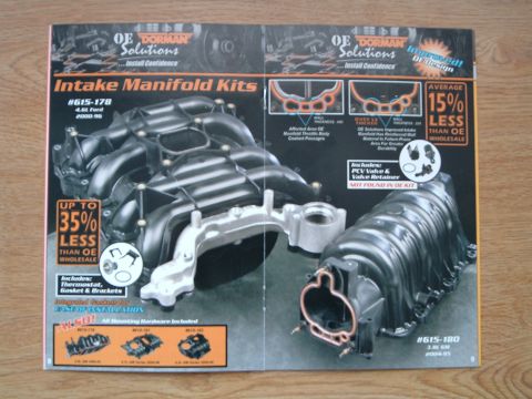 1995 Mercury Grand Marquis - This document displays Dorman intake manifold kits, highlighting cost savings and included components for various Ford engine applications.