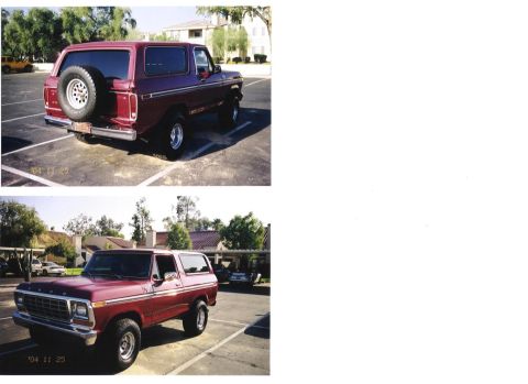 1978 Ford Bronco - This 1978 Ford Bronco is shown from the rear 3/4 angle, a spare tire mounted on the tailgate.