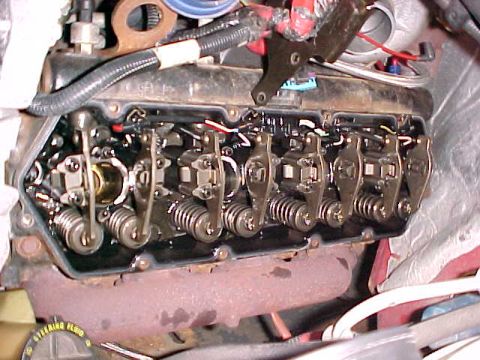 2000 Ford F-250 - Close-up view of an engine's internal components, showing the valve train mechanism.