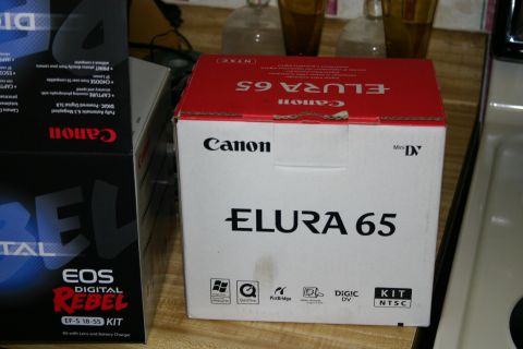 1971 Ford Bronco - Boxes for Canon Elura 65 camcorder and Canon EOS Digital Rebel camera kit.