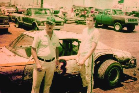 1992 Suzuki XL - My Dad and I in 1976 when I raced Stock Cars.