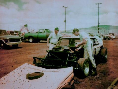 1992 Suzuki XL - My Dad and I at in the pits at Hawaii Raceway Park.
