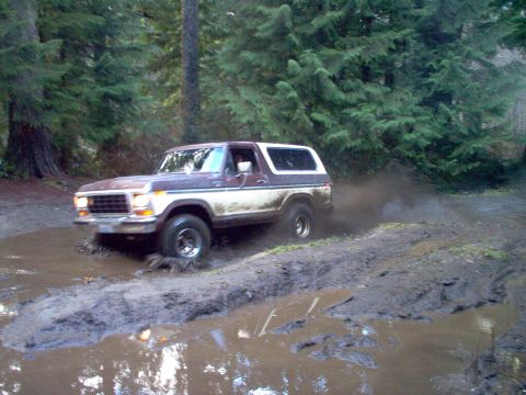 1979 Ford Bronco - These new tires sure make it hard to spin your tires in even the slickest of muds, but they sure are pretty.