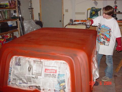 1976 Jeep CJ7 - My daughter masking and priming the hardtop