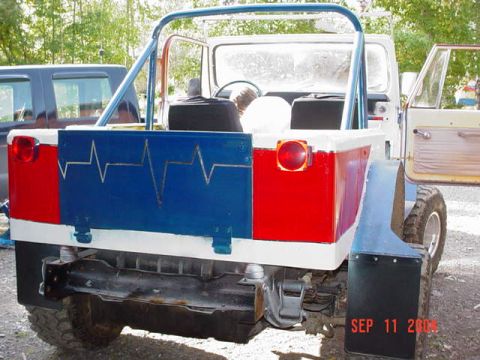 1976 Jeep CJ7 - Prepping interior..check out the nice wooden tailgate...LOL...