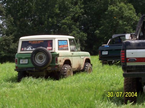 1979 Ford F-150 - A green 1978 Ford Bronco is seen in a grassy field with other vehicles.