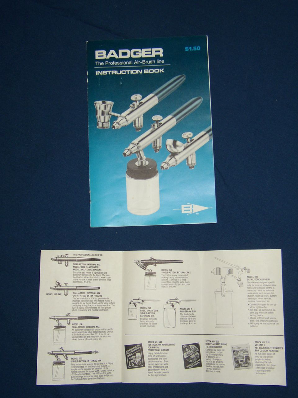 Badger airbrush instruction book and catalog showing different models