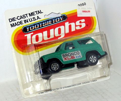 1979 Ford Bronco - Green TootsieToy Toughs Bronco XLS 4x4 die-cast metal toy in original blister pack.