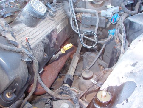 1994 Ford Crown Victoria - Close-up view of an engine bay, showing various mechanical parts and wiring harnesses.