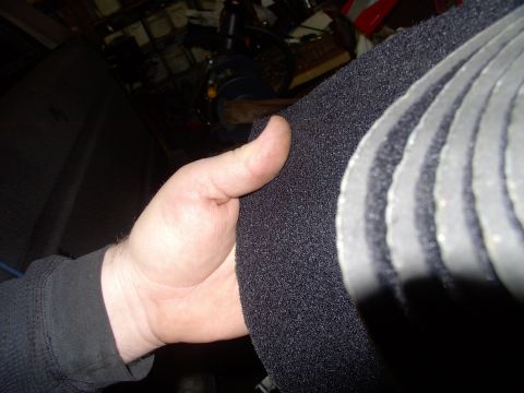 1986 Ford Bronco - Over that stuff I'm adding this peel and stick 1/4" foam rubber all along the inner quarter panel walls. It's got a nice ribbed velour text…