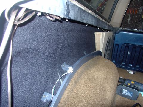 1986 Ford Bronco - You can see how this is going to be flush with the inner rear quarter vinyl trim walls, in spite of the woofer being over 5" deep.