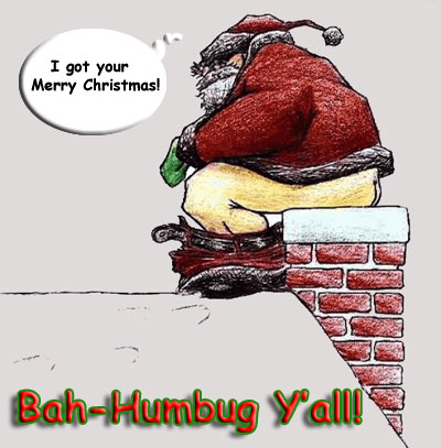 1988 Ford Bronco - Santa Claus is stuck in a chimney, delivering a less-than-jolly holiday greeting.