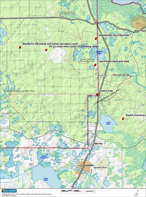 1993 Ford Bronco - DeLorme topographic map showing recreation areas and trail landmarks, not a vehicle technical document.