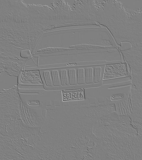 1991 Ford Bronco - A silver Jeep Grand Cherokee is shown from the front, with its license plate clearly visible.