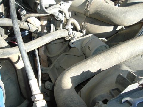 1989 Ford Bronco - This image shows a section of an engine bay, focusing on hoses and the alternator assembly.
