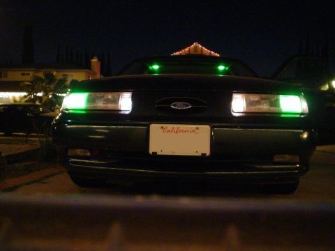 1993 Ford Taurus - This 1993 Ford Taurus is seen at night with custom green lighting modifications.