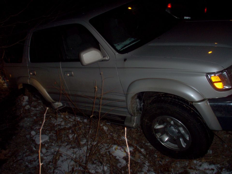A friend's 2Runner that spun a few times on ice & backed into this ditch.