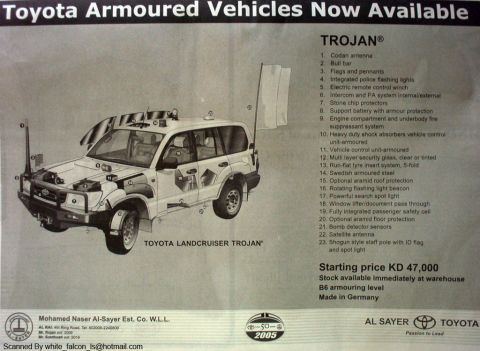 1999 Mercury Grand Marquis - This document details the features of the Toyota Landcruiser Trojan, an armored vehicle.