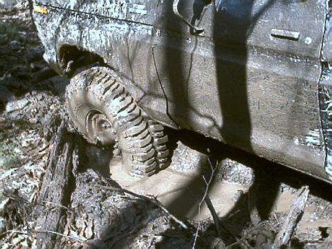 1978 Ford F-250 - This 1978 Ford F-250 is deep in the mud, with its front wheel completely submerged.