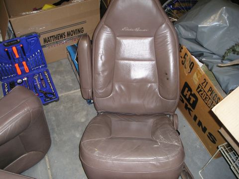 1996 Ford Bronco - This is a brown leather car seat with an Eddie Bauer logo, not a 1996 Ford Bronco.