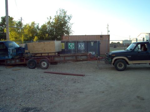 1996 Ford Bronco - It's barely supported by 2 jack stands in back, & a broken scissor jack in front. When I start pulling with the winch, all 3 will fall over…