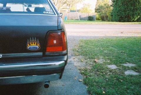 1989 Ford Crown Victoria LTD - Rear view of a 1989 Ford Crown Victoria LTD showing the taillight and trunk lid.
