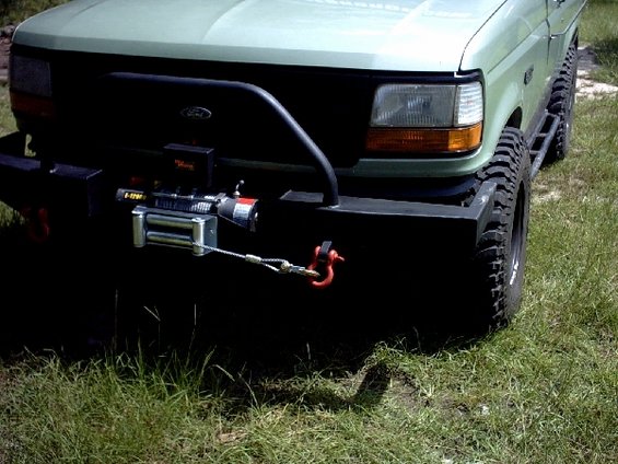 12,000 # MileMarker winch and clevises installed (clevises are rubber coated to cut down on rattle).