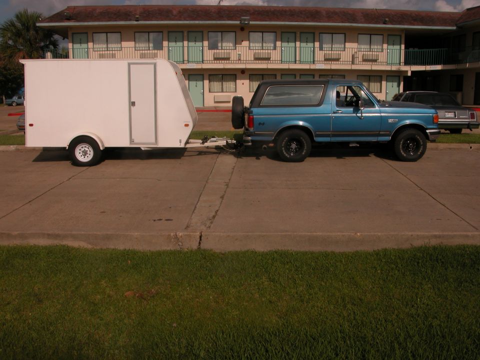 Blue pulling trailer with 6000 pounds of our stuff from cali to FL. in June.  It was very hot in the southwest.