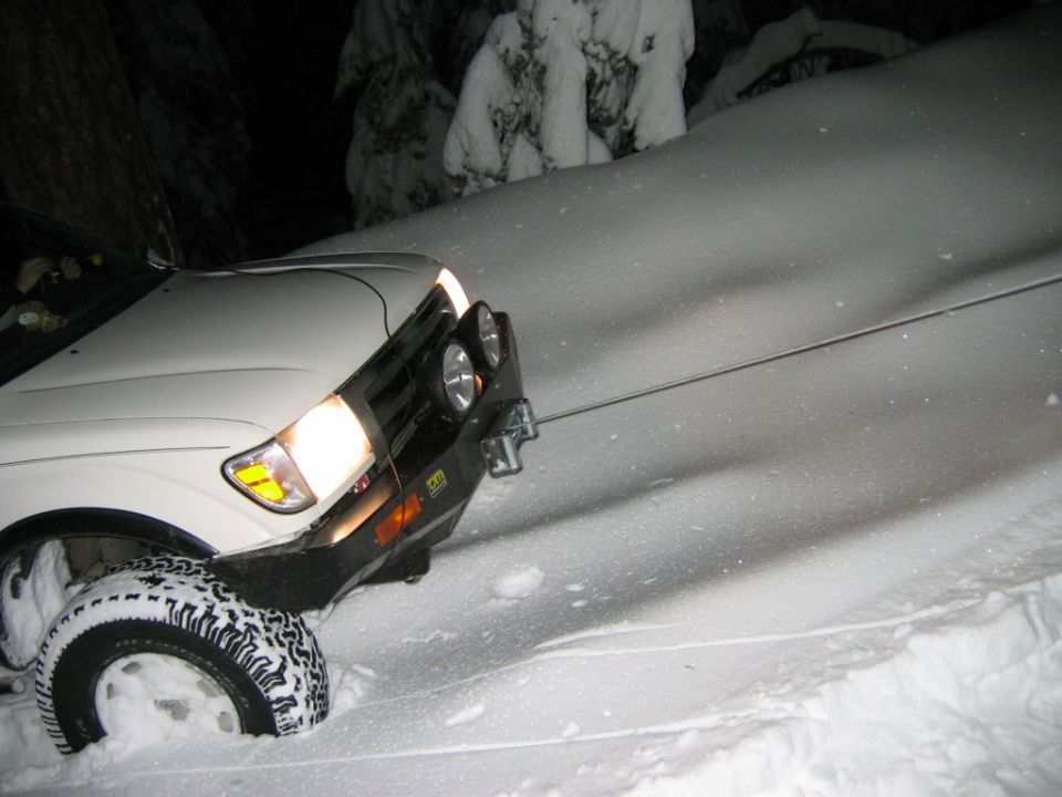 On the way back i ended up getting stuck going up a hill. I then  had to winch myself out using a tree as an anchor.