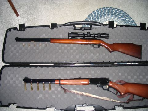 1996 Ford Taurus - Two rifles and ammunition are stored in a gun case.