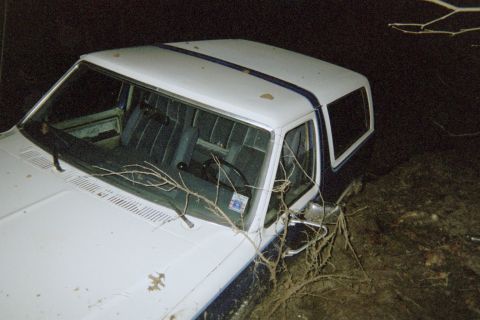 1985 Ford Bronco - This gives you an idea of how deep it sunk down. The mud was so slick that it just slid sidways into it, with me givin it gas and turnin th…