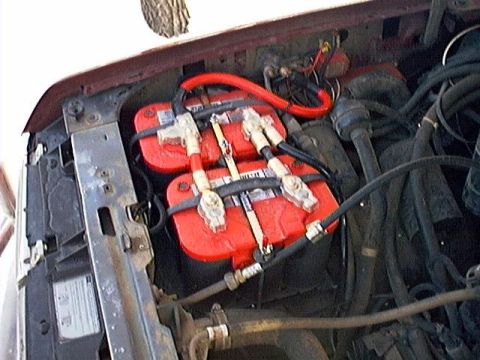 1991 Ford Bronco - Daul Optima red top batteries with 1/0 awg wiring. This baby was made to start under any cold temps.