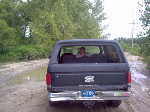 1989 Ford Bronco - My son gaurding the bronco.