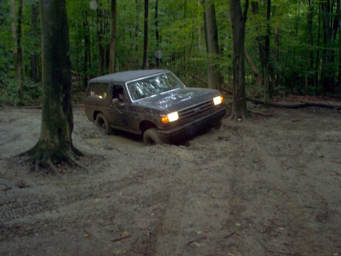 1989 Ford Bronco - second mudhole of the day...and yes I got stuck...this was a mild stuck compared to later in the day...though I won't discuss what pulled m…