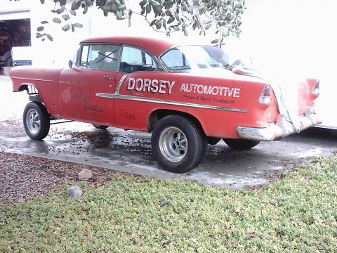 1978 Ford Bronco - This red 1955 Chevrolet Bel Air drag car features "Dorsey Automotive" and "Parts & Speed Equipment" lettering on its side.