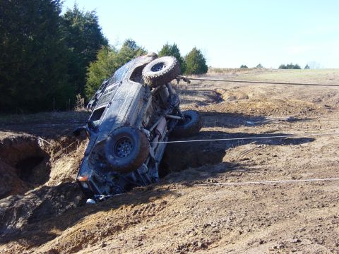 1983 Ford Bronco - Pulling and winching to get him upright