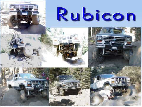 1986 Ford Bronco - This 1986 Ford Bronco is shown tackling a rocky off-road trail, demonstrating its capabilities.