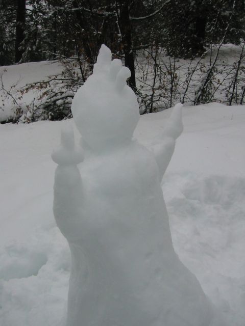 1999 Toyota Tacoma - A snowman stands in a winter landscape, its arms outstretched.