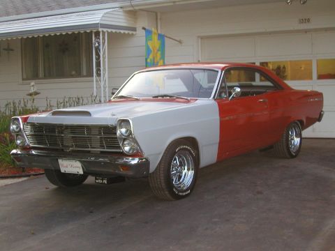 1966 Ford Fairlane - summer 2004 working on the body work, new hood