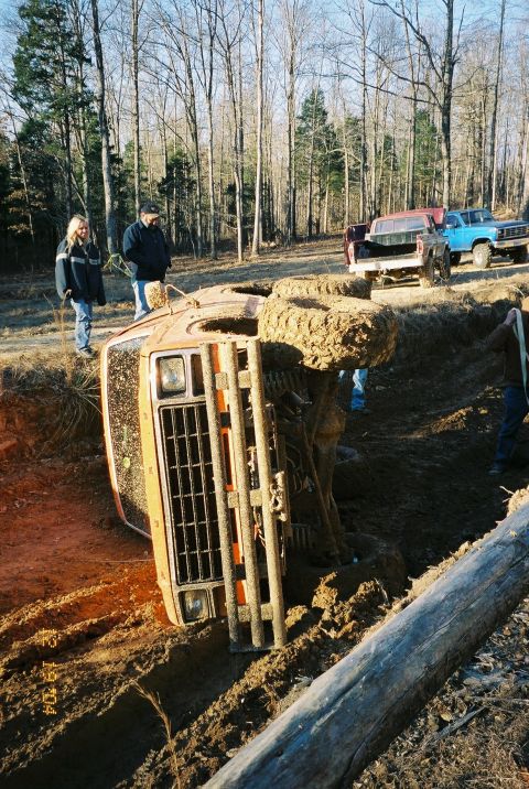 1984 Ford Bronco - An off-road adventure took a turn for the worse as this SUV ended up on its side in the mud.