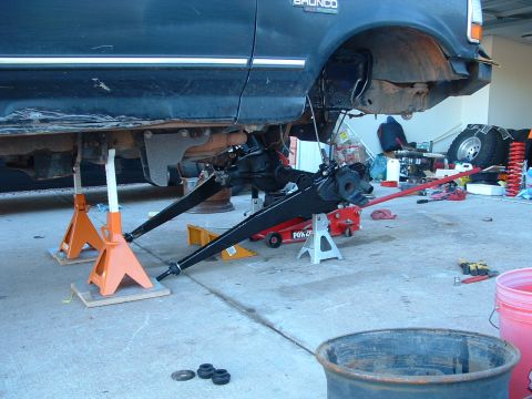 1993 Ford Bronco - Axle + Radius Arms on the ground before install.