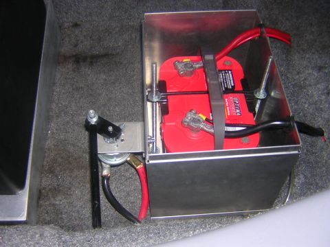 1992 Ford Crown Victoria - Dual Optima batteries are secured in a custom metal battery box.