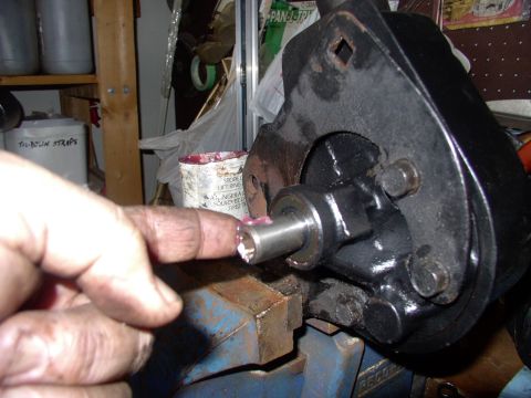 1986 Ford Bronco - A little synthetic grease onto the shaft to help the pulley slide/pull on.